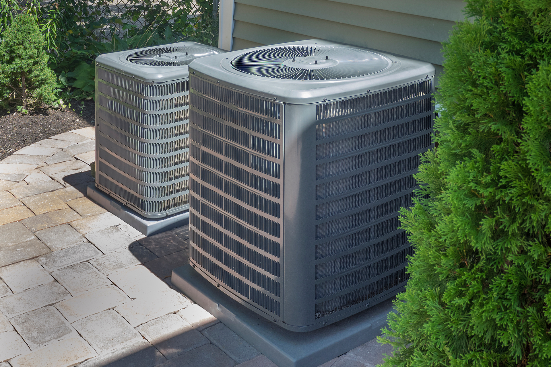 Installed AC engines in backyard